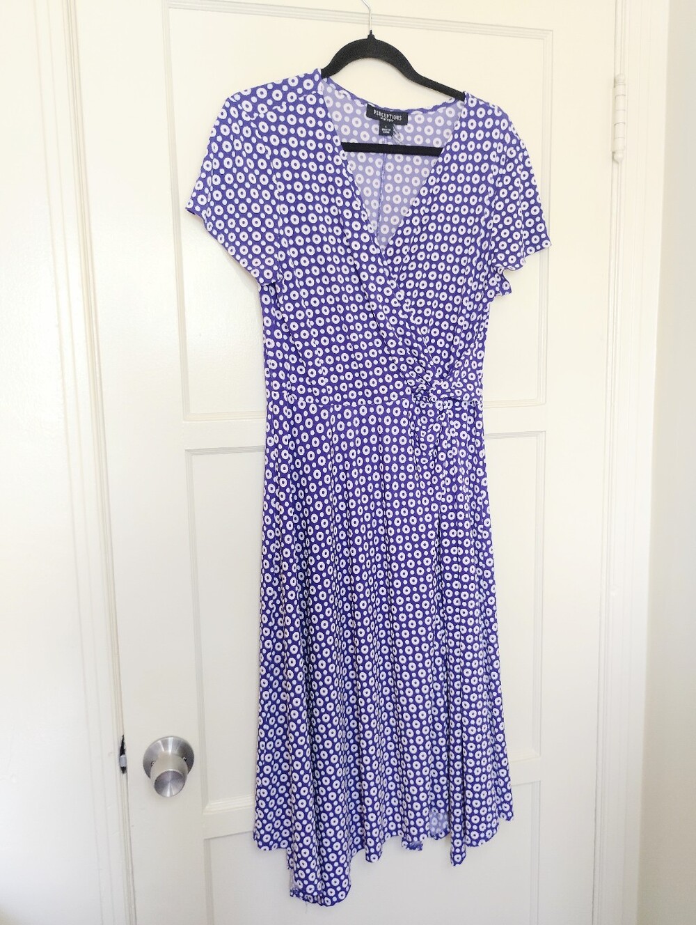 Perceptions Women's Purple & White Dot Midi Dress